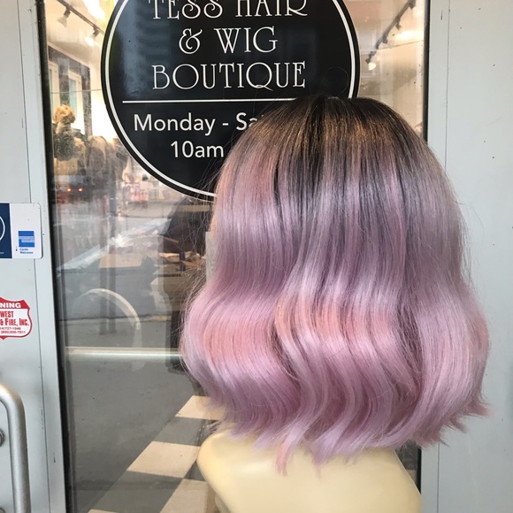 Wig Pink 1B/Pink Lacefront Short Wavy wig ombré - Picture 3 of 8